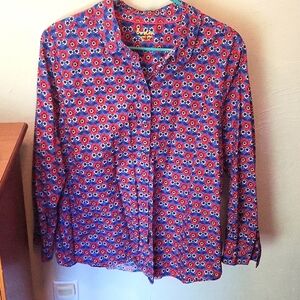 Boden Blue and Red Floral Button Down Shirt
